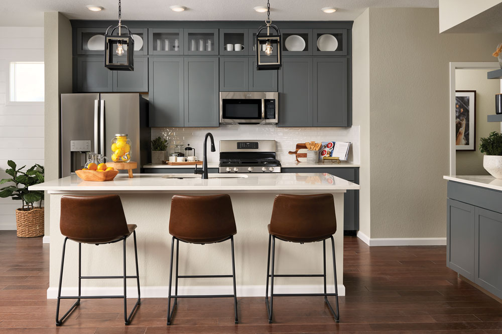 A single-family kitchen with stainless steel appliances and sink