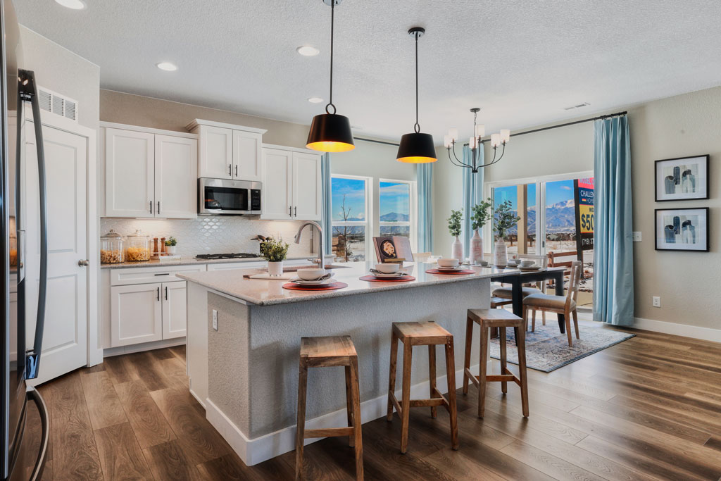 View on open concept kitchen layout