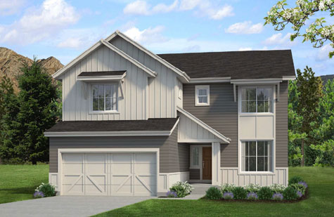 2-story house with great room, dining area and flex room