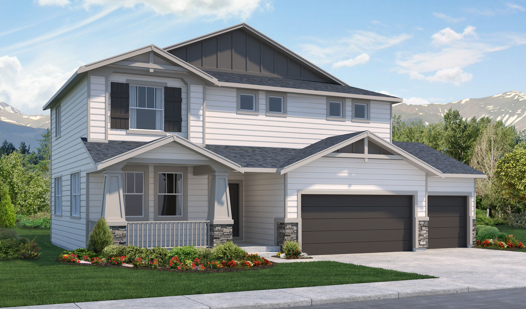 Monarch two story plan in Wolf Ranch.  Craftsman style exterior. 